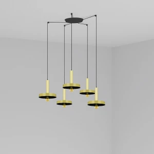 WHIZZ Złota/czarna lampa wisząca 5L Faro 20161-5L