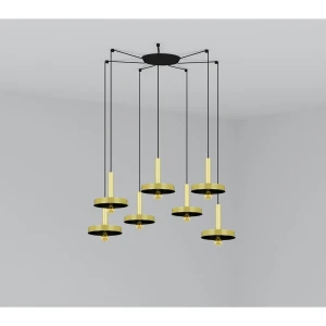 WHIZZ Złota/czarna lampa wisząca 7L Faro 20161-7L
