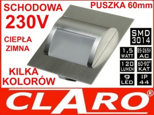 Oprawa schodowa SREBRNA 1.5W 230V, 12V 
