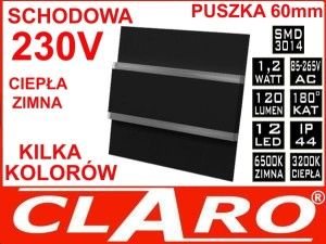 Oprawa schodowa cl-05 CZARNA 1.2W 230V, 12V