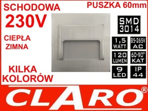 Oprawa schodowa 1.5W 230V ,12V  Satyna