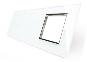 VL-C7022G-61 Poczwórny włącznik dotykowy + gniazdo elektryczne 16A LIVOLO z białego szkła krystalicznego