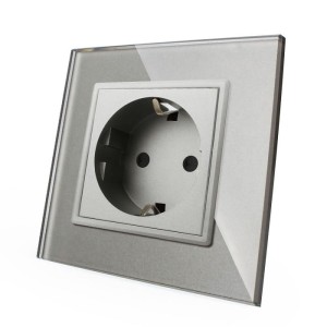 VL-W01EU-GC Gniazdo elektryczne 16A LIVOLO z szarego szkła krystalicznego