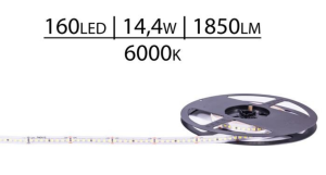 TAŚMA PREMIUM 24V SMD2835 160 LED 6000K 1850lm