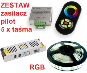 ZESTAW RGB 25 METRÓW DOTYKOWY RADIOWY  PILOT CZRNY