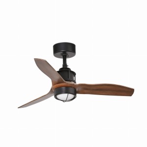 JUST FAN LED Czarno-drewniany wentylator sufitowy 81cm Faro 33425-10