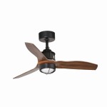 JUST FAN LED Czarno-drewniany wentylator sufitowy 81cm SMART Faro 33425WP-10