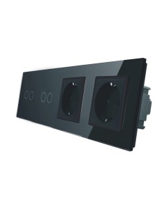 VL-C7022GG-62 Podwójne gniazdo elektryczne 16A + 2 podw. włączniki dotykowe LIVOLO z czarnego szkła krystalicznego