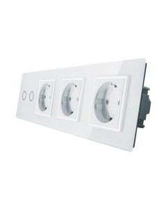 VL-C702GGG-61 Potrójne gniazdo elektryczne 16A + podw. włącznik dotykowy LIVOLO z białego szkła krystalicznego