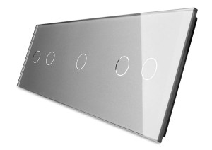 70212-64 Pięciokrotny srebny panel szklany LIVOLO