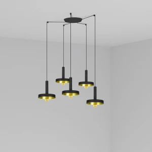 WHIZZ Czarno-złota lampa wisząca 5L Faro 20160-5L