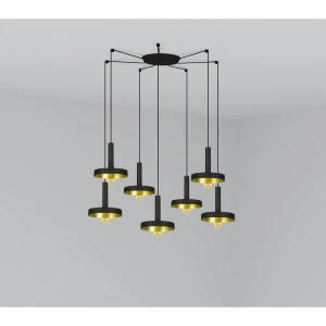 Czarna/złota lampa wisząca 7L Whizz Faro 20160-7L