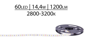 TAŚMA PREMIUM+ 12V SMD2835 60 LED 2800-3200K