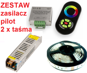 ZESTAW RGB 10 METRÓW DOTYKOWY RADIOWY  PILOT CZRNY