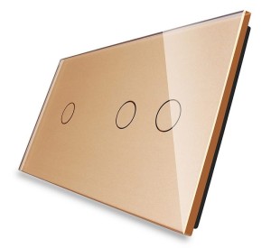 7012-63 Pojedynczy + podwójny złoty panel szklany LIVOLO
