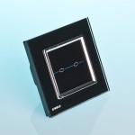 VL-R102-SBC Włącznik dotykowy podwójny LIVOLO, ze srebrną ramką i czarnym panelem szklanym