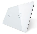 7011-61 Pojedynczy + pojedynczy biały panel szklany LIVOLO