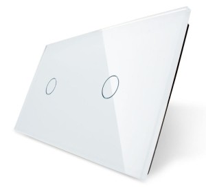 7011-61 Pojedynczy + pojedynczy biały panel szklany LIVOLO