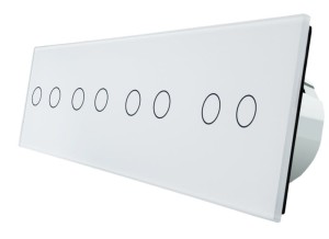 VL-C702222-61 Włącznik ośmiokrotny 2+2+2+2 dotykowy LIVOLO z białym panelem szklanym