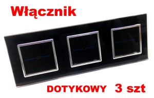 Włącznik touch and switch dotykowy x3 LIVOLO, z czarną ramką  