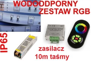 ZESTAW RGB WODOODPORNY 10 METRÓW DOTYKOWY RADIOWY  PILOT CZRNY