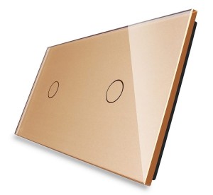7011-63 Pojedynczy + pojedynczy złoty panel szklany LIVOLO