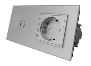 VL-C701G-64 Gniazdo elektryczne 16A + poj. włącznik dotykowy LIVOLO ze srebrnego szkła krystalicznego 