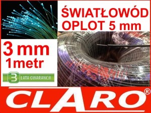 ŚWIATŁOWÓD ŚWIECĄCY KOŃCEM W OPLOCIE 3 MM (5mm) 1metr 