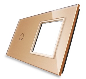 701G-63 Złoty panel szklany 1 + Miejsce na gniazdo LIVOLO