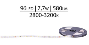TAŚMA PREMIUM 12V SMD3528 96 LED 2800-3200K