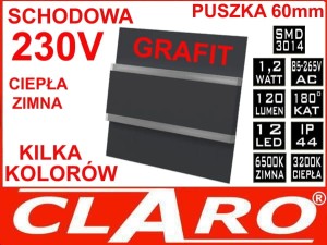 Oprawa schodowa cl-07 GRAFITOWA 1.2W 230V, 12V